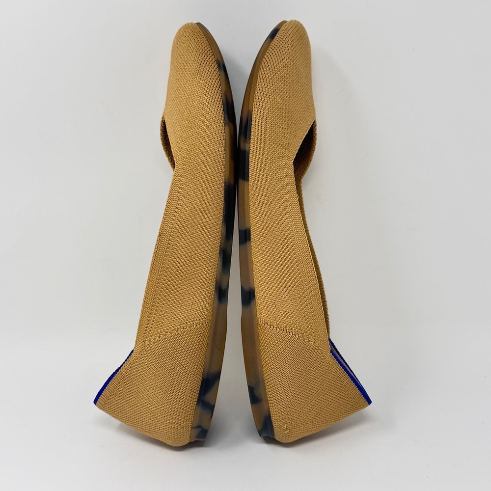 Rothy's Knit Flats in Mustard with Blue Heel Trim - Picture 5 of 11